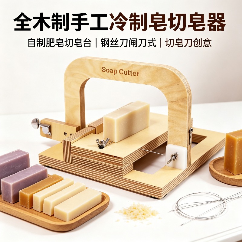 Soap Making Process - Volledig houten, handgemaakte zeepknipmachine met draad,