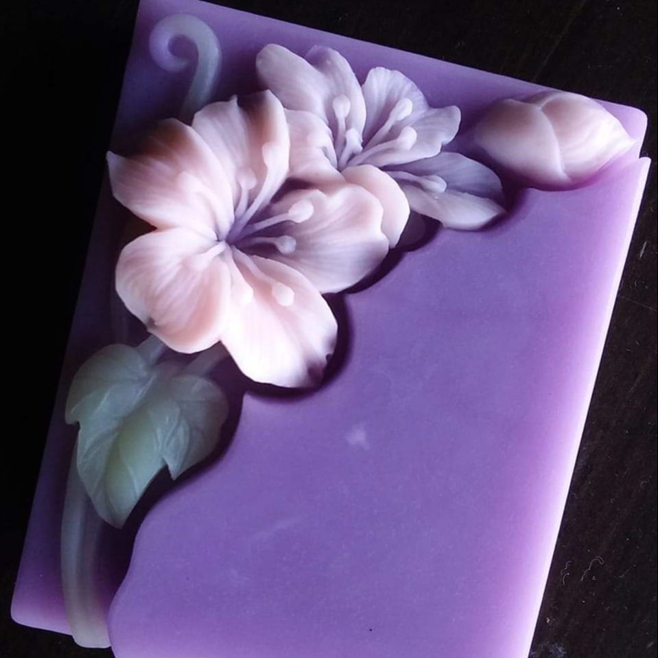 Mooie bloemenzeep mal rechthoe - Soap Making Process recensie en prijs